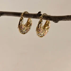 boho copper floral hoop earrings