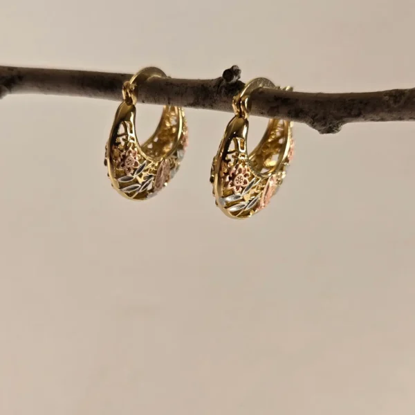 boho copper floral hoop earrings