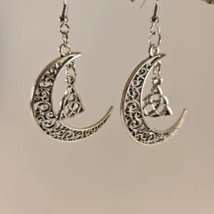 celtic hollow moon earrings