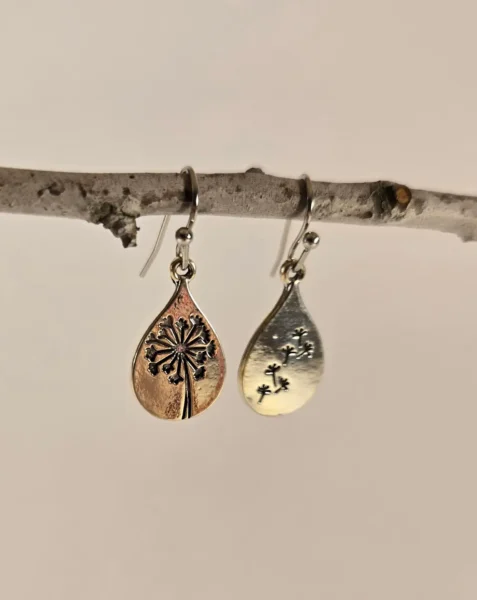 dangle dandelion teardrop earrings