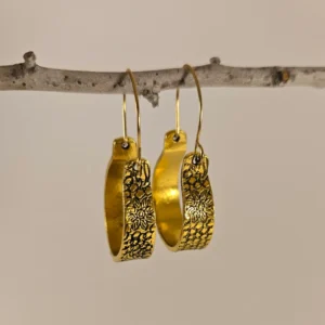 boho floral engraved hoop earrings