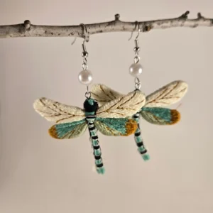 wool dragonfly earrings