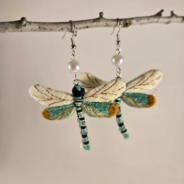 wool dragonfly earrings