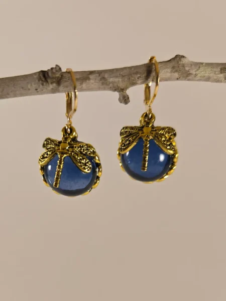 round dragonfly drop earrings