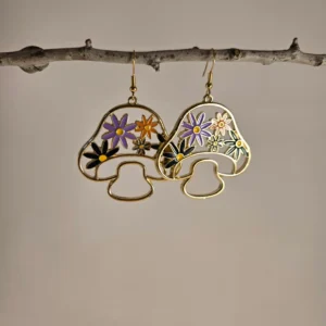 mushrooms with flowers earrings