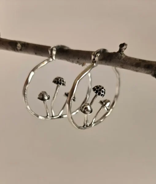 mushroom hoop earrings