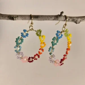 stone flower bead earrings