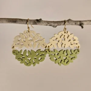 wooden carved round earrings