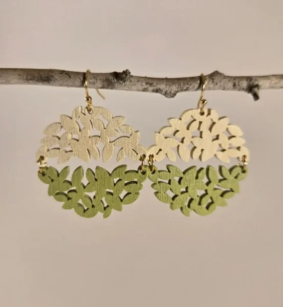 wooden carved round earrings