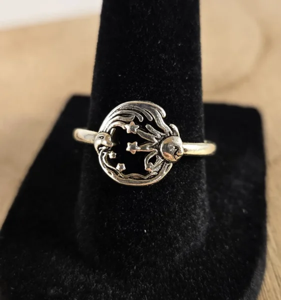 gothic sun & moon face ring