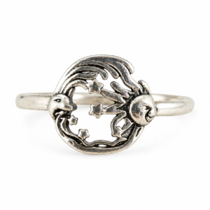 gothic sun & moon face ring