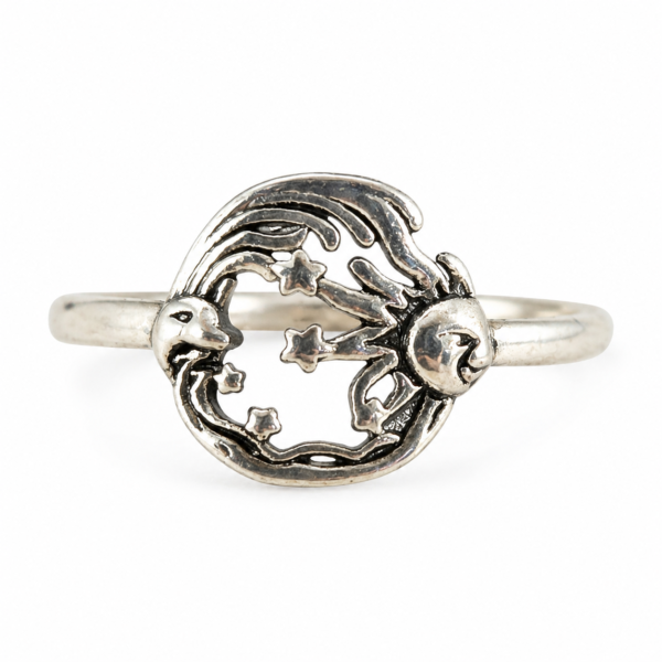 gothic sun & moon face ring
