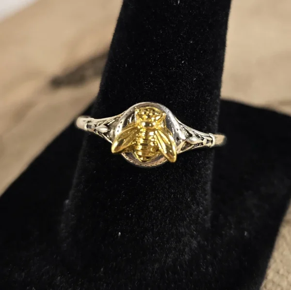 boho bee & floral ring
