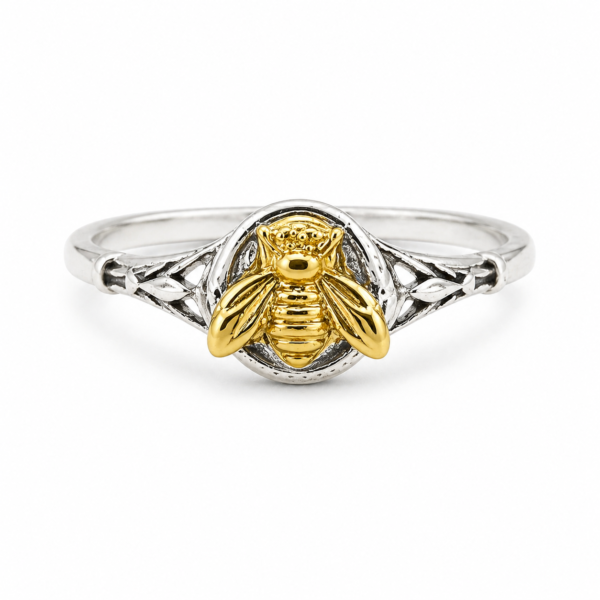 boho bee & floral ring