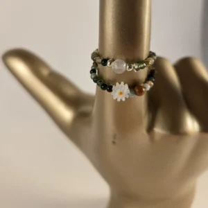 natural stone & daisy rings