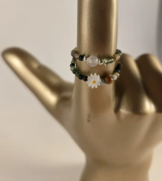 natural stone & daisy rings
