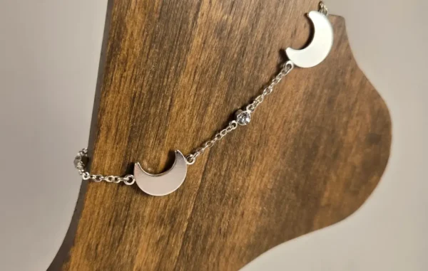 crescent moons and crystals anklet