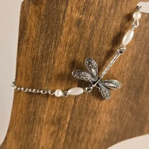 dragonfly and pearls anklet
