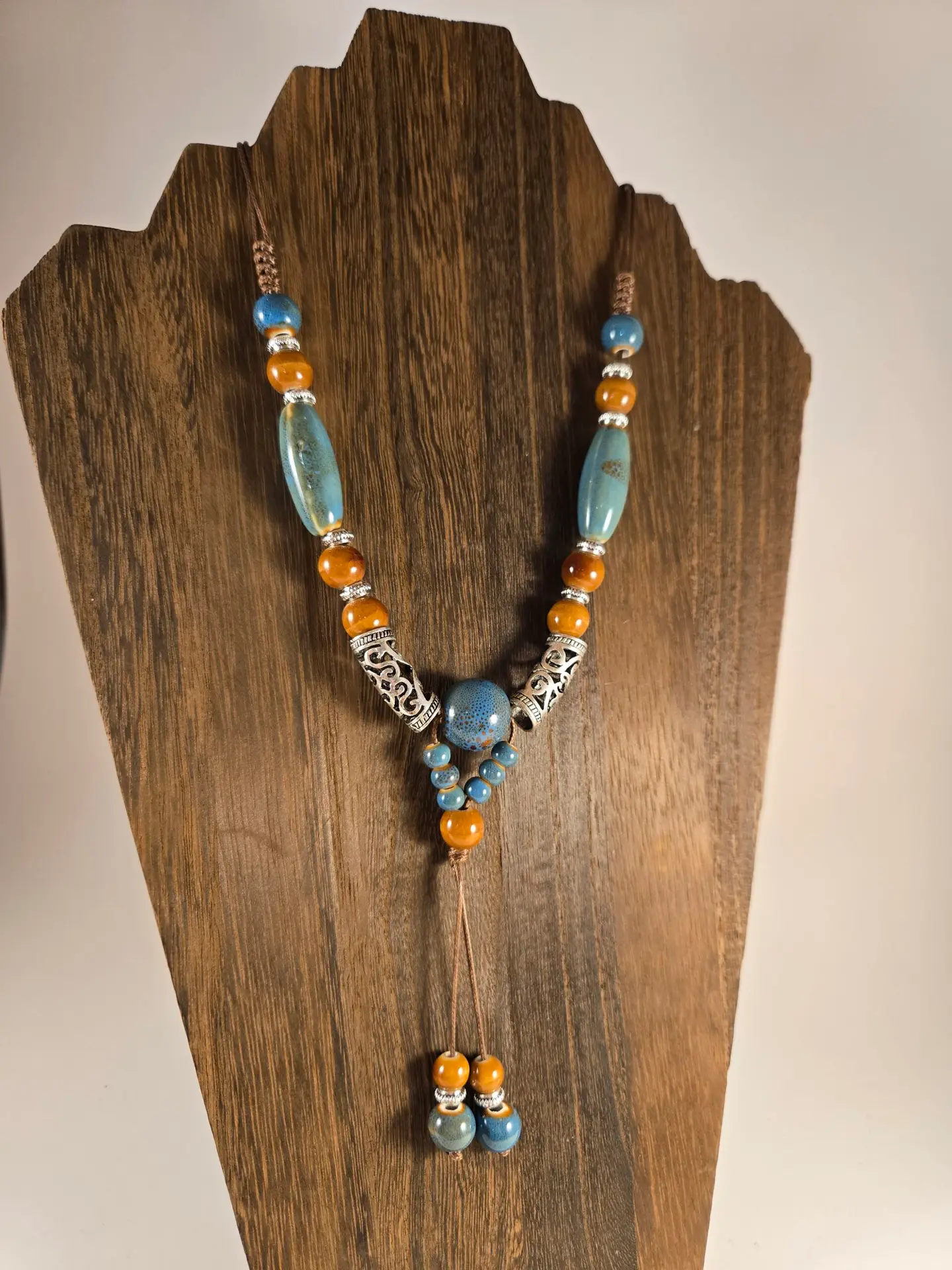 boho long beaded necklace
