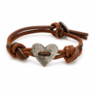 vintage heart leather bracelet