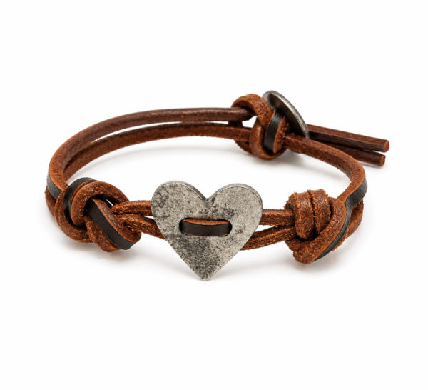 vintage heart leather bracelet