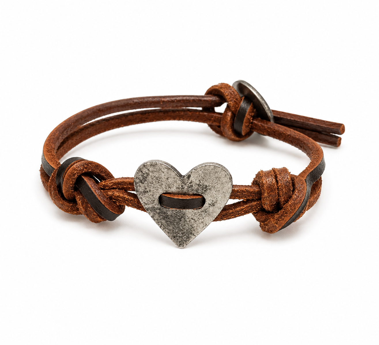 vintage heart leather bracelet