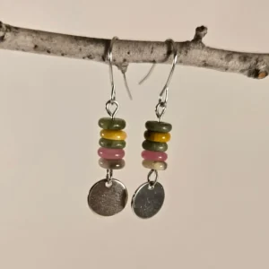 stone beaded with circle earrings