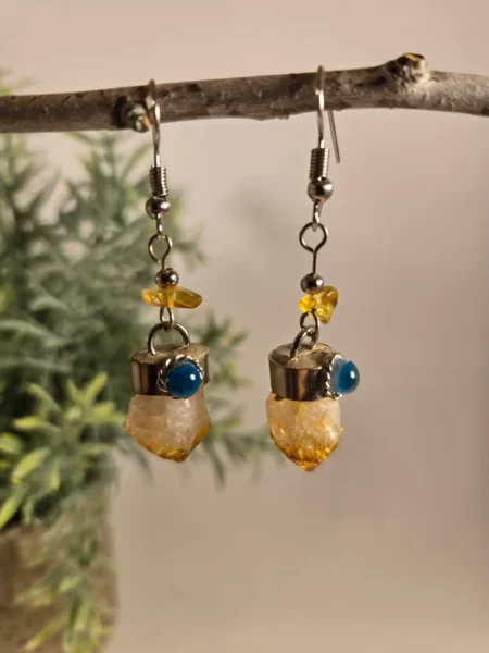 raw stone dangle earrings