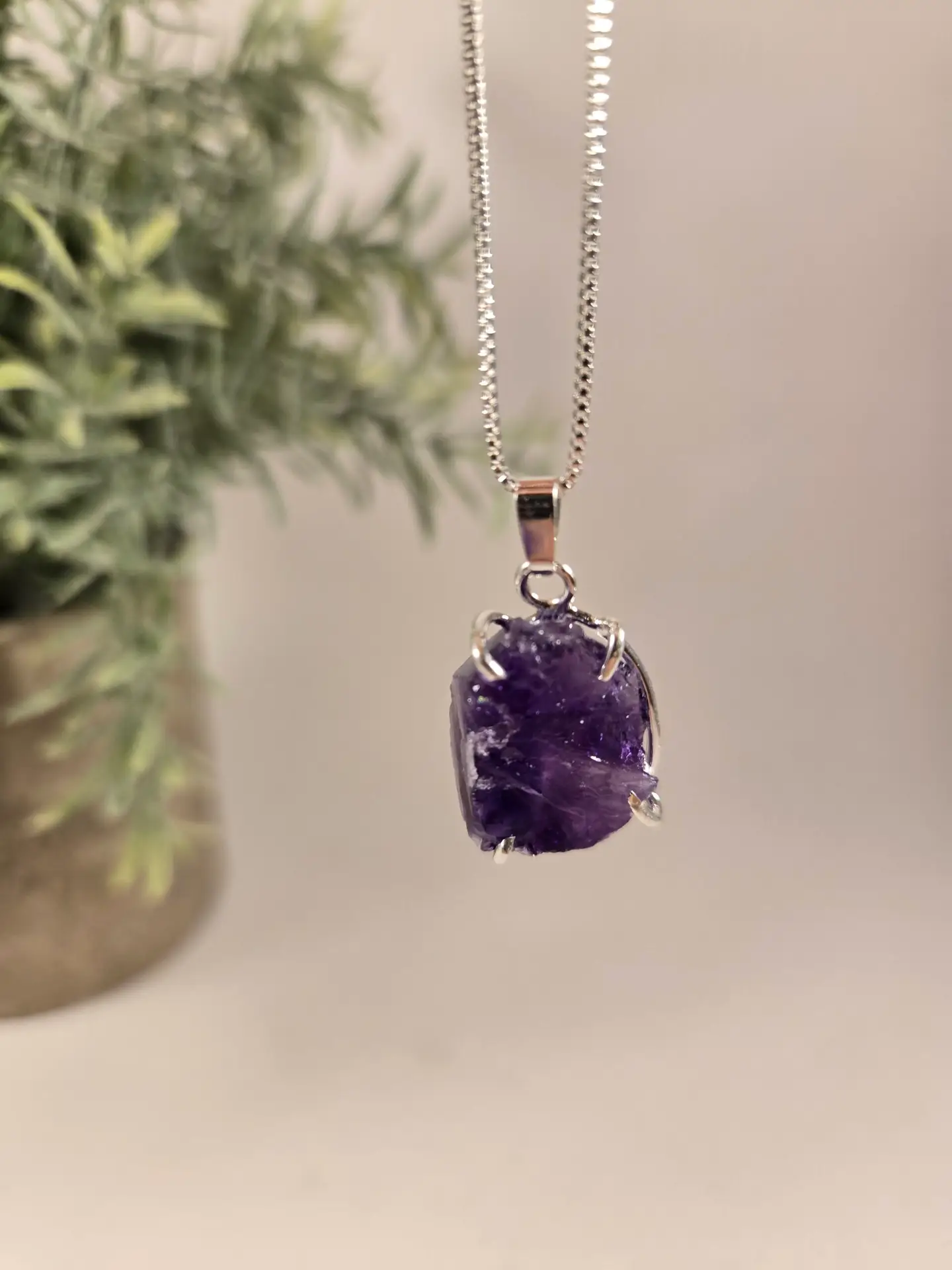 raw amethyst necklace