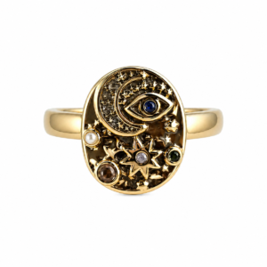 star moon third eye ring