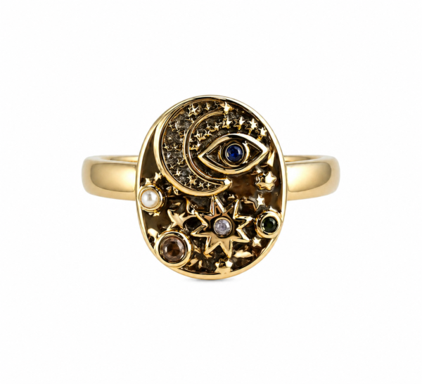 star moon third eye ring