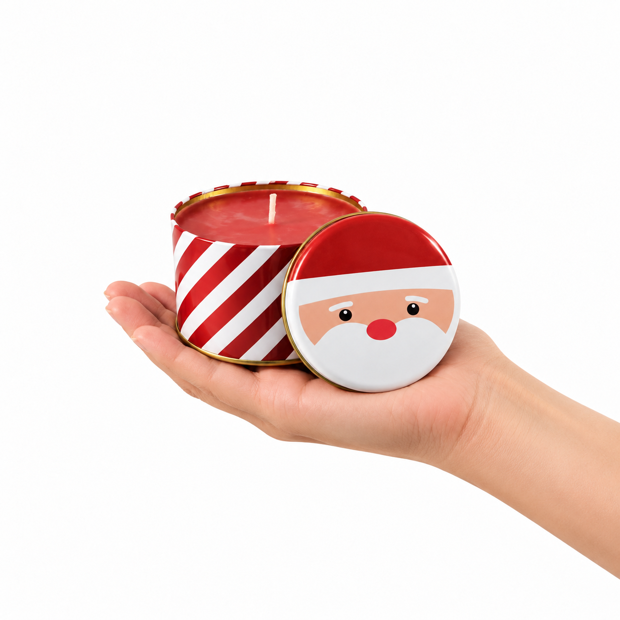 Santa Tin Peppermint Candle - Image 2