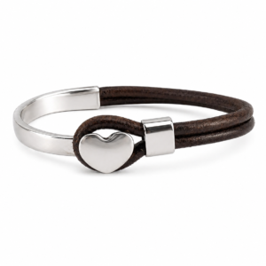 boho latched heart leather bracelet