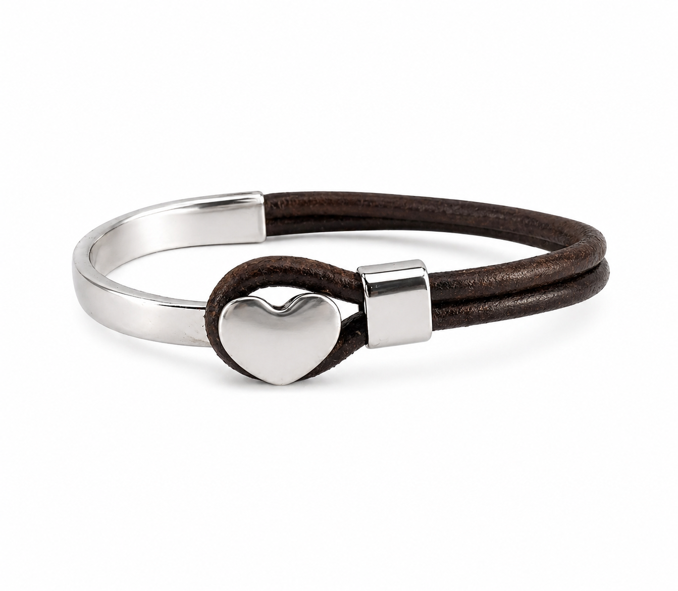 boho latched heart leather bracelet
