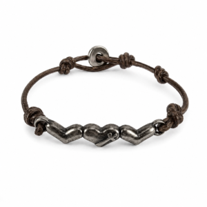 boho triple heart leather bracelet