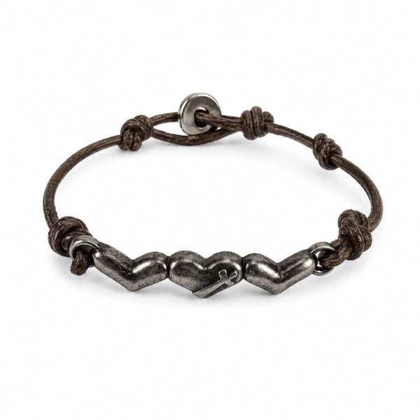 boho triple heart leather bracelet