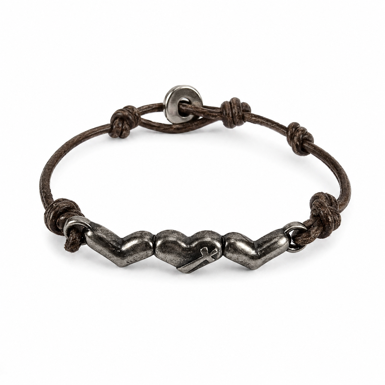 boho triple heart leather bracelet