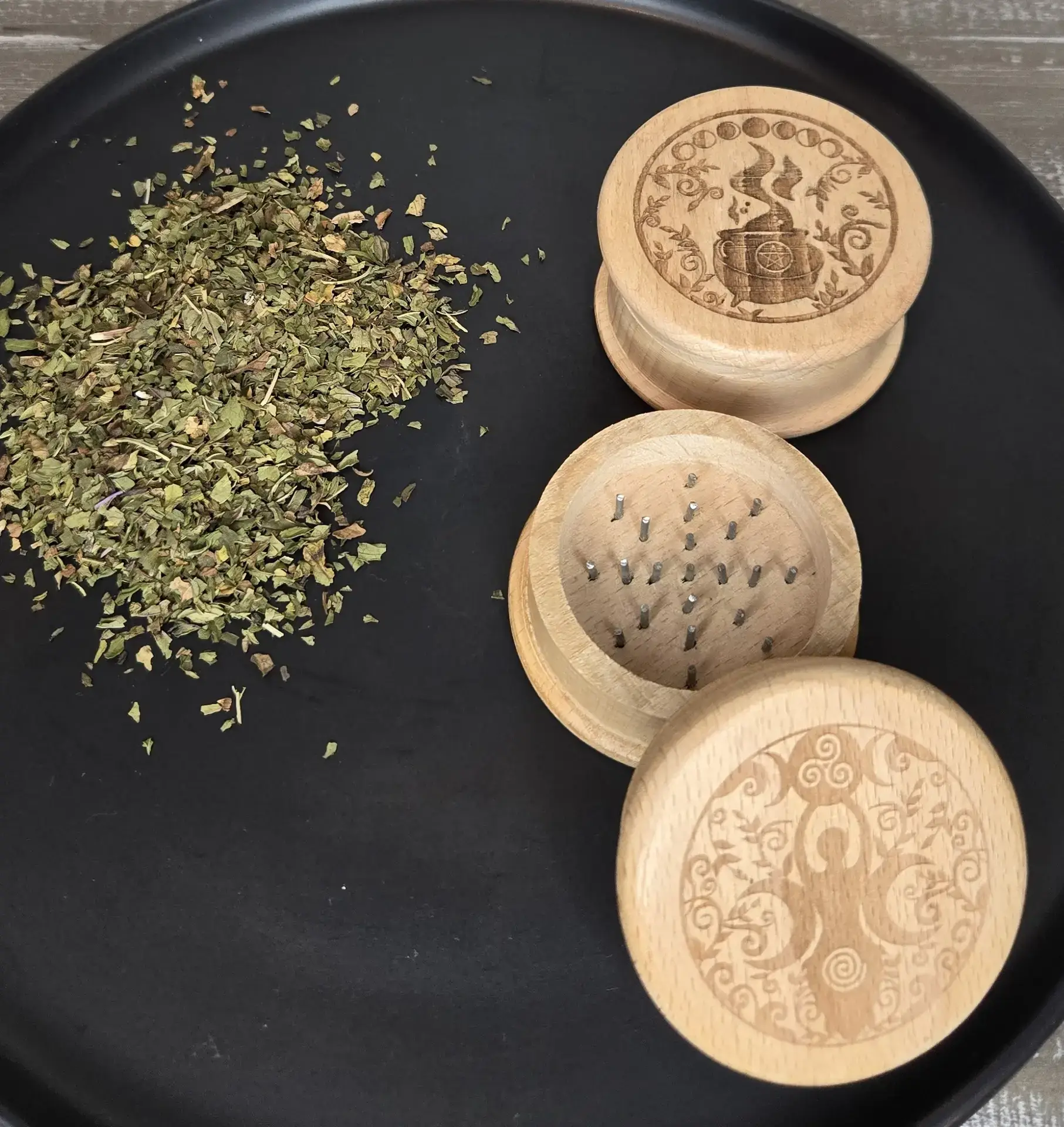wooden herb grinder
