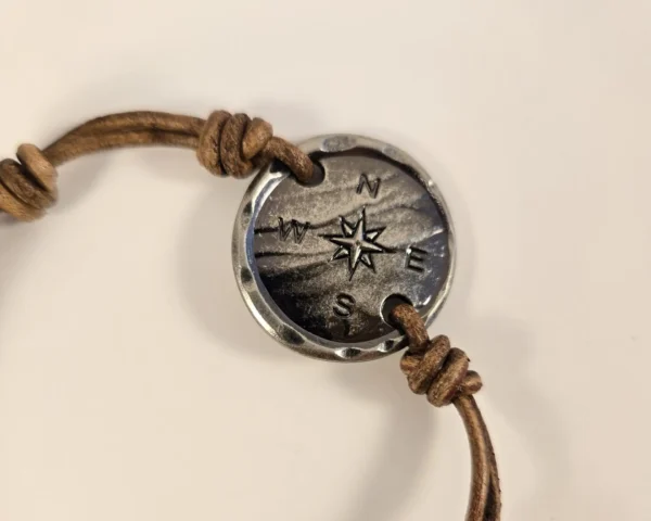 boho compass leather bracelet