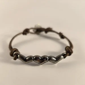 boho triple heart leather bracelet