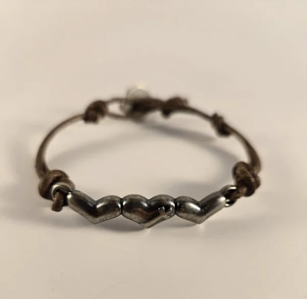 boho triple heart leather bracelet