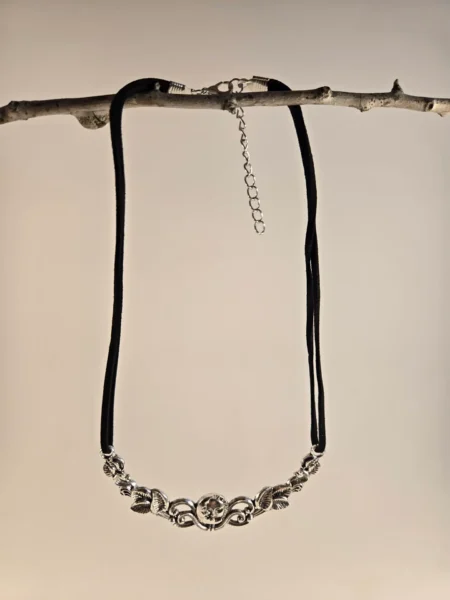 boho vintage leaves and moon necklace