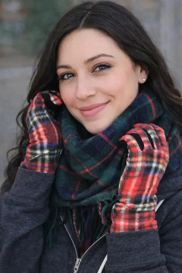 tartan scarf and gloves
