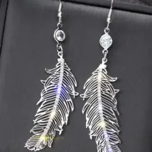 feather long earrings