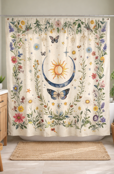 Celestial Botanical Shower Curtain