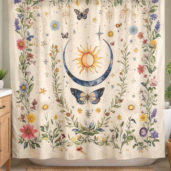 Celestial Botanical Shower Curtain
