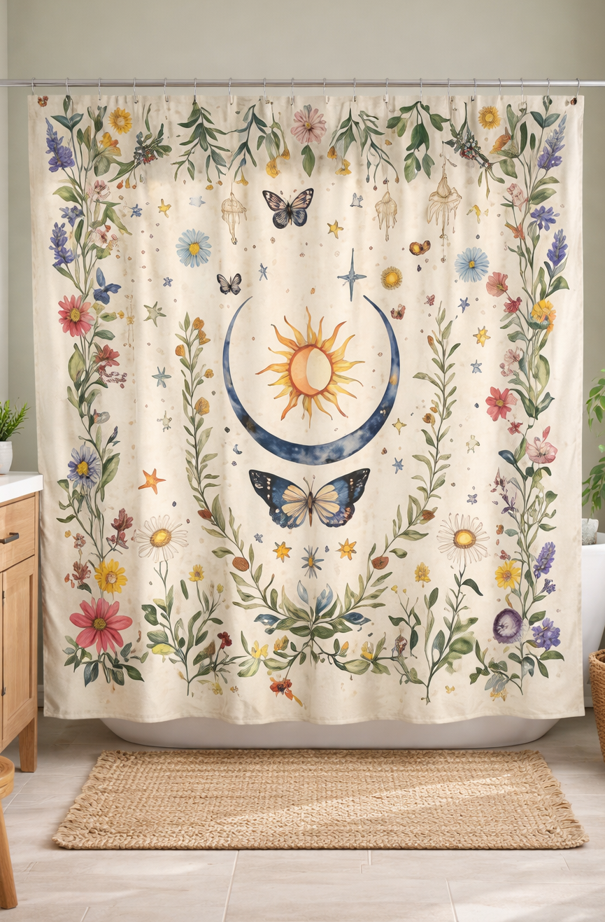 Celestial Botanical Shower Curtain