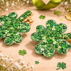 Shamrock Glitter Hair Clips