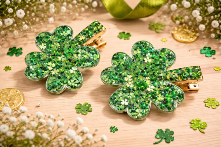 Shamrock Glitter Hair Clips