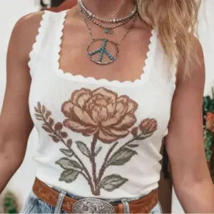 western retro knit tank top